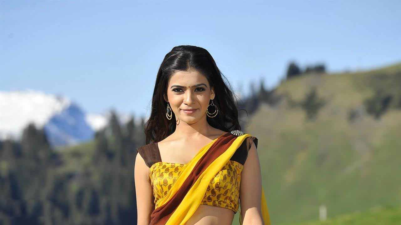 Samantha-ruth-prabhu-in-yellow-saree-hd-wallpaper