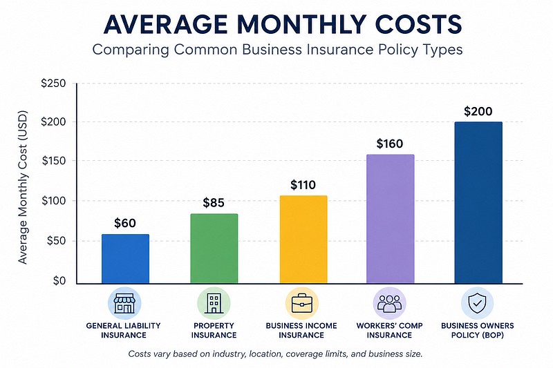 A simple bar chart comparing average monthly costs of different policy types