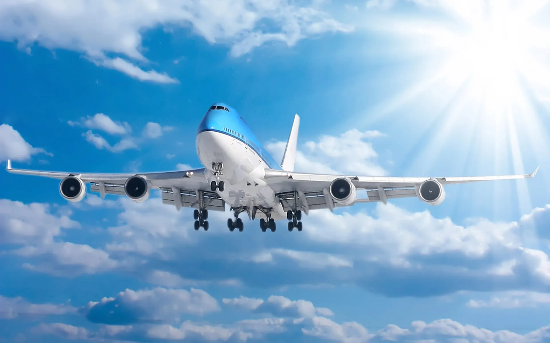 blue sky and bule aeroplane wide hd desktop background