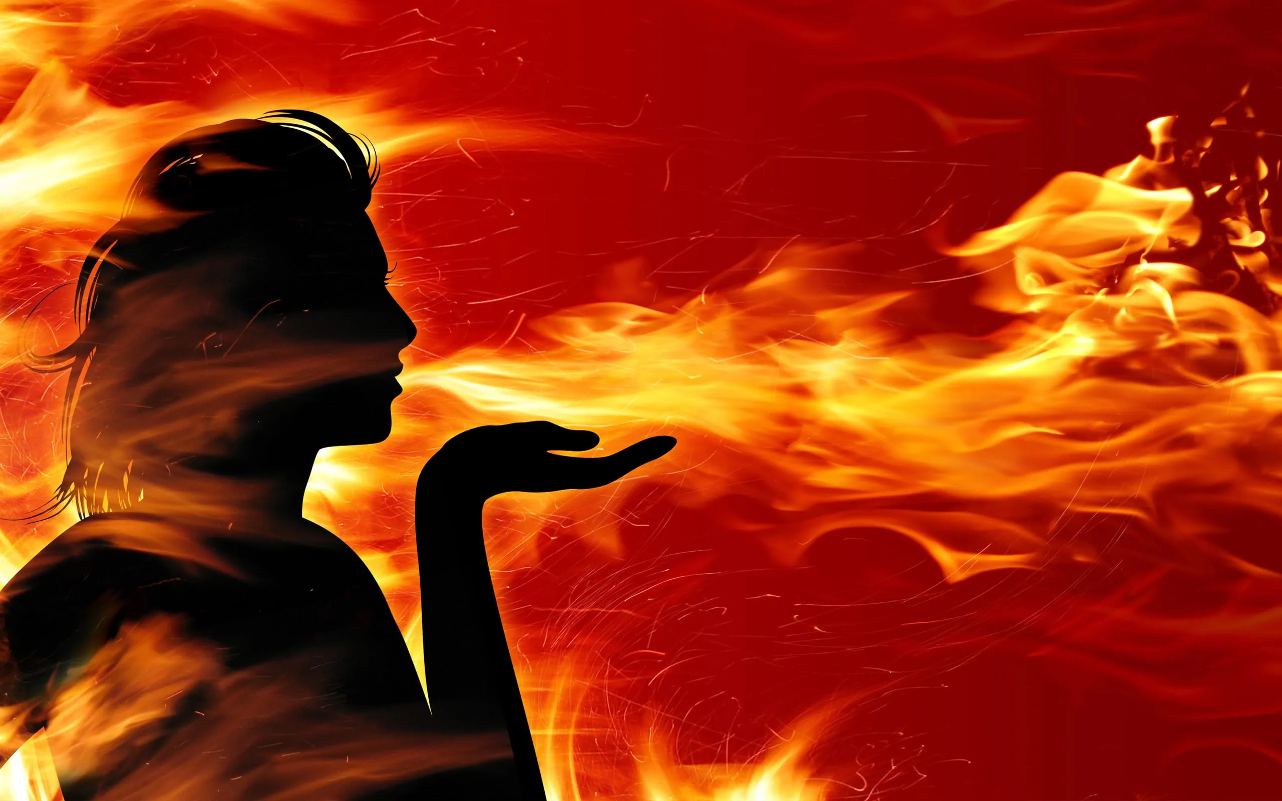 fire woman creative graphic hd wallpaper