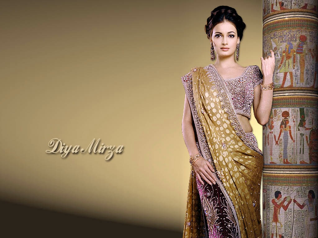 hd wallpapers diya mirza in colorfull saree