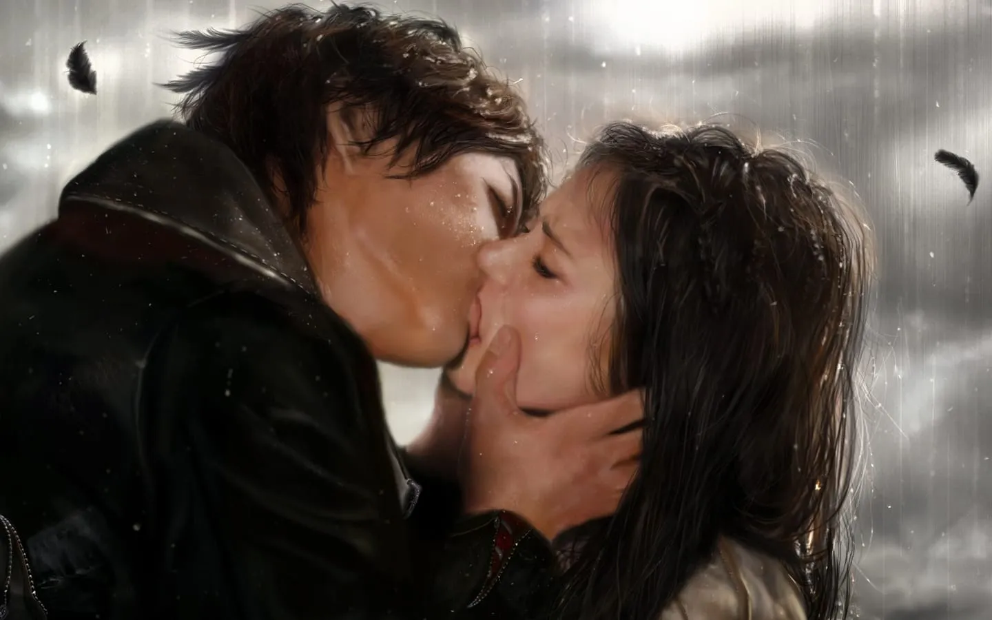 kissing in the rain