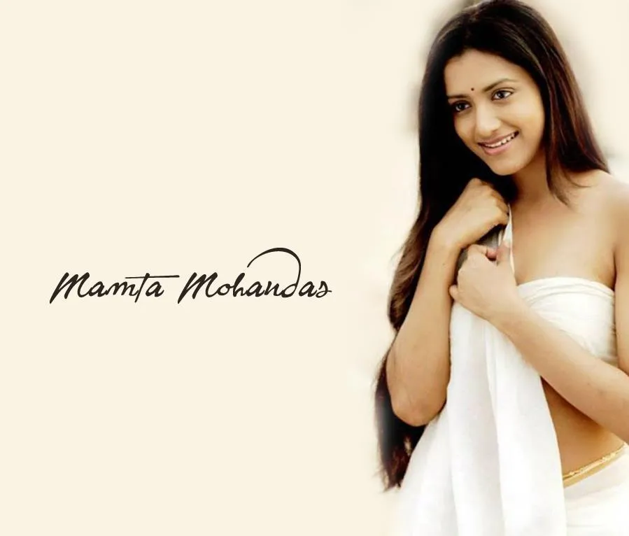 mamta mohandas hot in white telugu saree