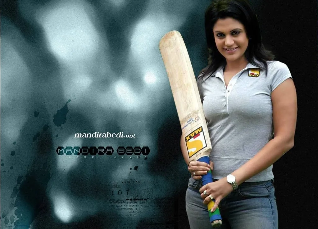 mandira bedi with bat