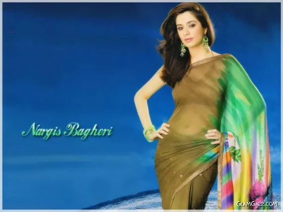 nargis bagheri hd hot saree wallpapers