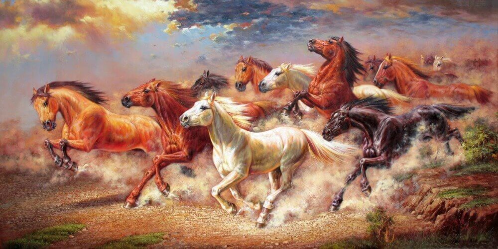 printed-one-piece-posters-modern-font-b-horses-b-font-running-oil-font-b-painting