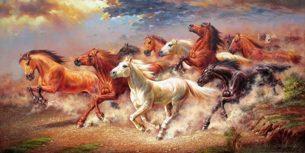 printed one piece posters modern font b horses b font running oil font b painting