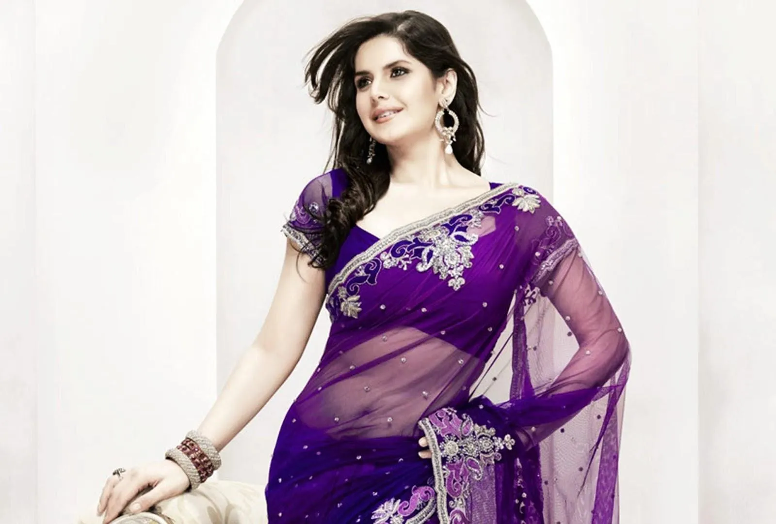 zarine khan in saree hd wallpapers